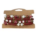 Football Beaded Bracelet Stacking Set Stretch Bracelets Game‎ Day Jewelry New White Photo 3