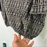 Free People  Black Taupe‎ Cotton Knit Comfy Short Top Ruffle Sleeves size L Photo 6