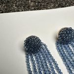 Sugarfix  Blue Beaded Fringe Dangle Pierced Earrings Signed Photo 4