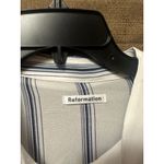 Reformation  Woman’s White Blue Stripe Violet Button Down Shirt Size XL Photo 1