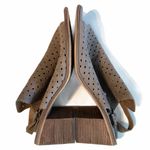 Melrose and Market Nude Suede Leather Heels Open Toe Booties Shoes Photo 5