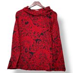 Soft Surroundings  Red Black Paisley Cowl Neck Pullover Top XL Boho Lagenlook Photo 0