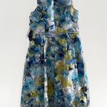 Adrianna Papell  Womens  Floral Printed Veiled‎ Fit & Flare Blue Dress Size 8 NWT Photo 6