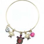 Boutique Beaded Sea Turtle Charm Colorful Bangle Bracelet Photo 0