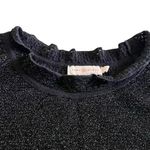 Tory Burch Black Isabelle Wool Metallic Knit Ruffle Neck Sweater Dress Large Photo 7