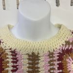 MINKPINK Norah Crochet Pattern Knit Sweater Cropped Crew Neck Large Cotton Blend Photo 2