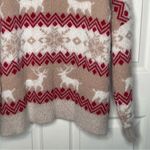 SheIn Curve Christmas Holiday Sweater Size 3XL Soft Reindeer Snowflakes Tan Red Photo 3