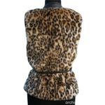 Cache Cheetah Faux FUR Vest pLeather Trim + Belt Lined Top New Animal NWT $178 Photo 4