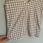 Light Brown and White Gingham Sleeveless Crop Top Photo 2