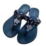 Candie's Women's Sandals Black Size 5 - 6 Flower Flats Flipflops No heel Fancy Photo 0