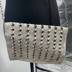 Silver crossbody purse with‎ silver chain and stud design Photo 0