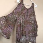 BP  Women’s Boho Floral Print Keyhole Flare Ruffle Sleeve Hi-Low Blouse Photo 0