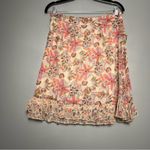 Free People  Around The World Skirt Floral Ruffle Ivory Pink Women’s Size 8 Photo 1