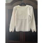 Context Petite Silk Blouse PS Pearl Ivory w Blush Sheen Embroidered Top White Size 4P Photo 2