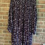 Blue and White Pleated Long Sleeve Sundress Black Size XL Photo 2