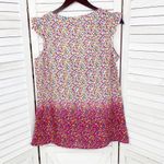 Art & Soul Shit Top Blouse Floral Ombre Ruffle Cap Sleeve Pink White Small Photo 7