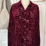 Chico's  vintage art print geometric velvet button down shirt Photo 6