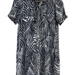 ZARA 100% Linen Zebra Print Mini Shirt Dress Short Sleeves Black White, Size XS Photo 0