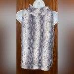 J.Crew  Womens Sleeveless Top Size 2 Gray Snakeskin Ruffle Neck Silk Button Up Photo 1