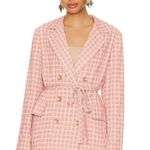 Free People Olivia Gingham Blazer in Pink Size Medium Photo 0