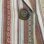 Soho Apparel Striped Linen One Button Ruched Sleeve Blazer White Orange Medium Photo 10