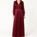 Veiled Long Sleeve Maxi Dress in Burgundy Red Size L Photo 9