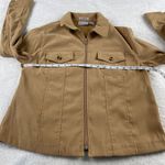 Apparenza Stretch Velour Jacket Womens Size M Tan Zip Front Pockets Western Chic Brown Size M Photo 4