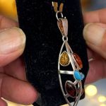 Galmorous Women's Silver Pendant With Multiple Baltic Amber Colored Stones Orange Photo 2