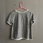 Green Envelope Shirt Women’s Small White Navy Short Sleeve Top Frayed Edge Seams Photo 1