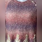Talbots Vintage Snowman Mohair Sweater L | Holiday Ombre Confetti Knit Appliqué Photo 4