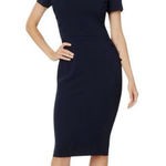 Calvin Klein Scuba navy crepe button detail sheath dress size 8 Photo 0