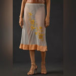 Anthropologie  Embroidered Floral Boho Sheer Midi Skirt Size XXS NWT Photo 2