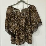 AMBIANCE Apparel Women's Animal Print Blouse Size Large Brown Photo 0