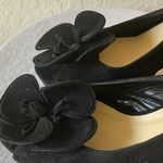 Kate Spade : Black Suede Open Toe Heels- Floral Accent- 7 Photo 14