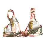 Kona Sol  Bikini Top Removable Cups Tie Front Floral Tropical Pink Colorful S Photo 1