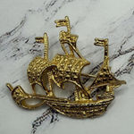 Golden Pirate Ship Brooch Sail the Fashion Seas Gold Photo 0