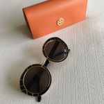 Tory Burch Round Geometric Sunglasses With Case, Black / Gold, Retro Photo 14