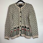 Woolrich  Tree Heart Print Sweater S Ramie Cotton‎ Button Cardigan Outdoorsy Photo 0