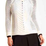 Rebecca Taylor  white merino wool cable knit sweater size‎ small Photo 0