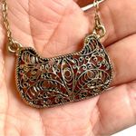 Gold tone long “purse” pendant necklace Photo 6