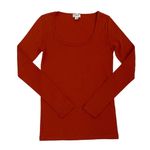 J.Crew  Mercantile Long Sleeve Scoop Neck Burnt Orange Shirt Size Women's XXS Photo 0