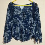 Denim & Supply Ralph Lauren  Blue Top Floral Blouse Peasant Flowy Boho size M Photo 0