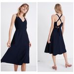 Madewell Navy Cross-Back Midi Fit and Flare Dress Photo 1