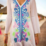 Lilly Pulitzer  Tavvy Coverup Womens Small Tansy Resort Palm Embroidered Beach Sw Photo 0