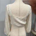 Illa Illa Cream Crochet Lace-Up Blouse Photo 3