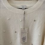 A New Day Embellished Puff Sleeve Crewneck
Sweater in Cream Pearl Gem Size L NWT Photo 5