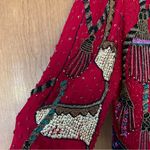 Laurence Kazar Vintage Silk Beaded Jacket Red Size Small 80s Funky Art to Wear Photo 2