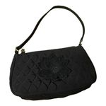 Vera Bradley Black Microfiber Gigi Baguette Evening Shoulder Bag Flower Y2K Photo 0