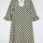 Katherine Way Shift Dress Size Medium Geometric 3/4 Sleeve Active Golf UPF 50 Tan Photo 1