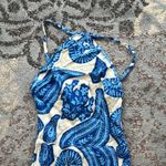 Verge Girl VRG GRL Satin Halter Maxi Dress Paisley White Blue 6 Photo 3